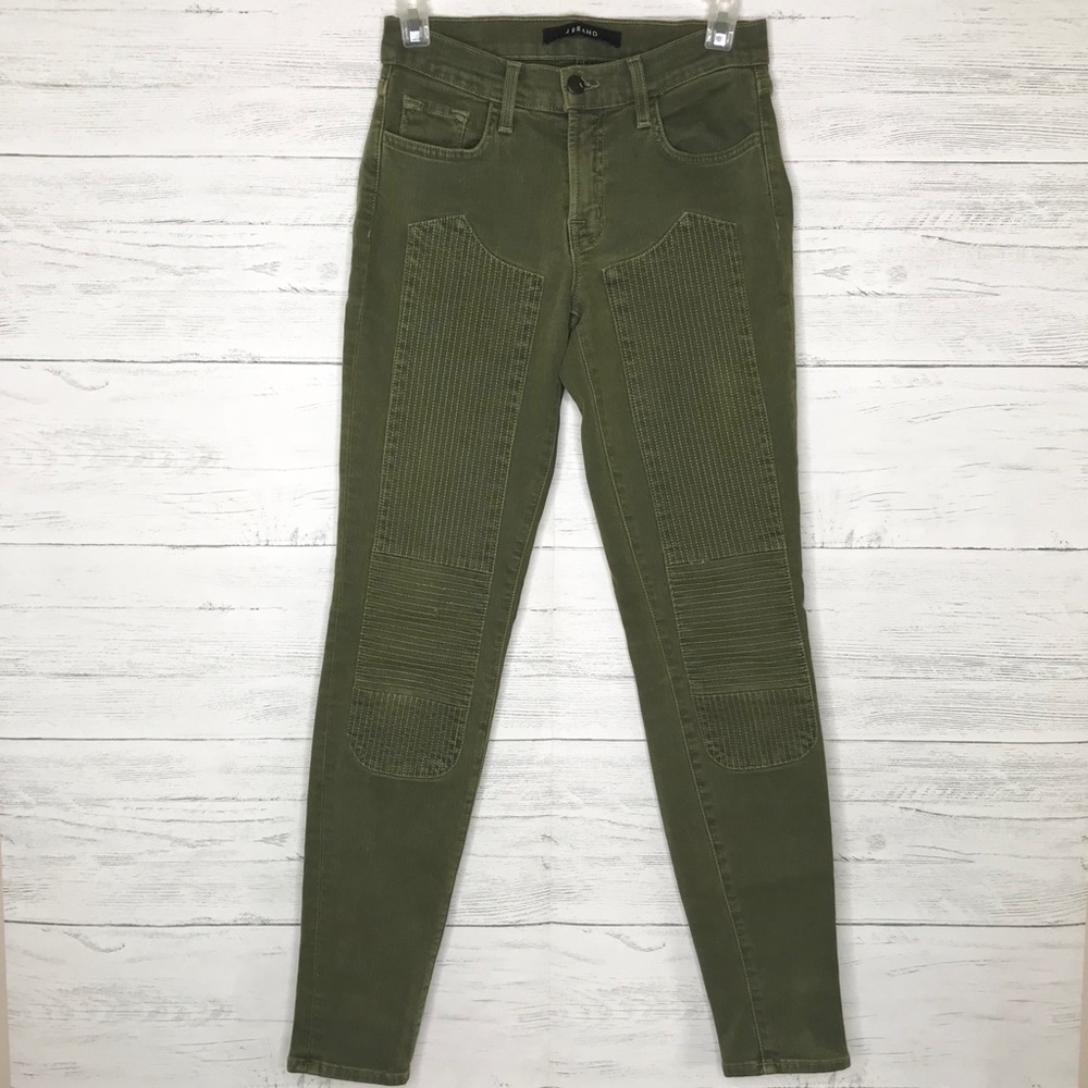 J Brand Roz Vin Mantis Green Moto Skinny Jeans